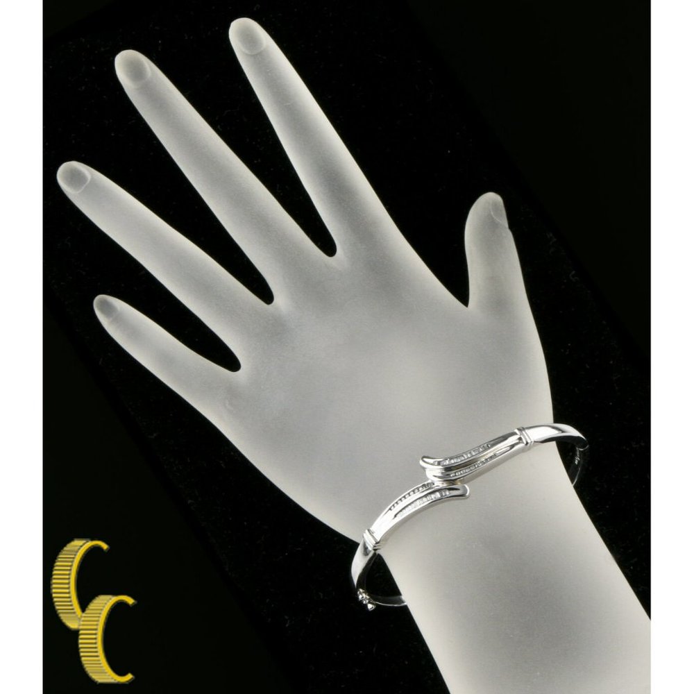 Women's Sterling Silver Channel Set Diamond Bangle Bracelet Gift for Her! - Picture 5 of 6